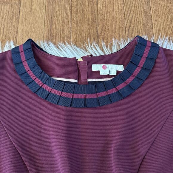 Boden Polperro Ottoman Grosgrain Dress Women’s 8R Red Navy Lined Pleated Pencil - Picture 5 of 13